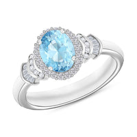 Iliana AAA Santa Maria Aquamarine and G-H SI Diamond Ring in 18K White Gold (Size 10.5) 4.30 Grams 1.56 ctw
