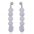 Natural Jade 25.00 ctw Beaded Hoop Earrings in Rhodium Over Sterling Silver - Sticky add to cart bar