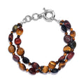 Karis Red Tiger Eye and Tigers Eye 252.00 ctw 2 Row Bracelet in Platinum Bond (7.25 In) - Sticky add to cart bar