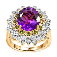 Moroccan Amethyst, Multi Gemstone Ring in 18K Vermeil YG Over Sterling Silver (Size 10.0) 5.00 ctw