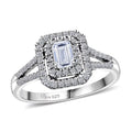Luxuriant Lab Grown Diamond (G-H, SI) Split Shank Ring in Platinum Over Sterling Silver (Size 10.0) 1.00 ctw - Sticky add to cart bar