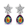 D'Joy Nebula Quartz Doublet and White Zircon 2.85 ctw Star Earrings in Rhodium Over Sterling Silver - Sticky add to cart bar
