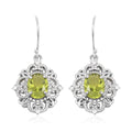 Simulated Peridot and Simulated Diamond 4.40 ctw Earrings in Silvertone - Sticky add to cart bar