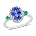 Luxoro Premium Tanzanite, Boyaca Colombian Emerald and G-H I1 Diamond 1.60 ctw Ring in 14K White Gold (Size 10.0) - Sticky add to cart bar