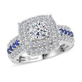 Luxuriant Lab Grown Diamond (E-F, VS), Blue Sapphire Ring in Platinum Over Sterling Silver (Size 10.0) 2.00 ctw - Sticky add to cart bar