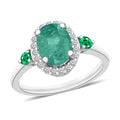 Luxoro Premium Kagem Zambian Emerald, Boyaca Colombian Emerald and G-H I1 Diamond Ring in 14K White Gold (Size 10.0) 1.55 ctw - Sticky add to cart bar