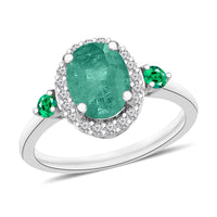 Luxoro Premium Kagem Zambian Emerald, Boyaca Colombian Emerald and G-H I1 Diamond Ring in 14K White Gold (Size 10.0) 1.55 ctw