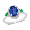 Luxoro Premium Kanchanaburi Blue Sapphire, Boyaca Colombian Emerald and G-H I1 Diamond 1.75 ctw Ring in 14K White Gold (Size 10.0) - Sticky add to cart bar
