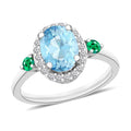 Luxoro Premium Mangoro Aquamarine, Boyaca Colombian Emerald and G-H I1 Diamond Ring in 14K White Gold (Size 10.0) 1.65 ctw - Sticky add to cart bar