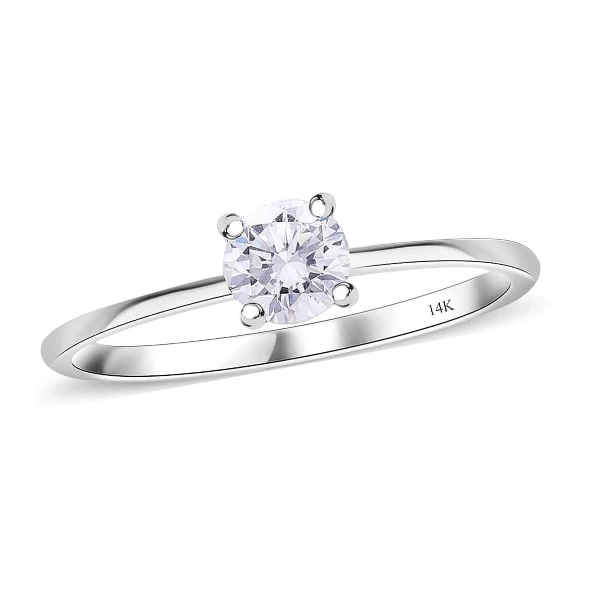 14K White Gold Luxuriant Lab Grown Diamond (E-F, VS) Solitaire Ring (Size 8.0) 0.50 ctw