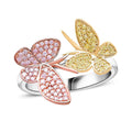 Natural Pink and Yellow Diamond 0.50 ctw Butterfly Ring in Vermeil Yellow Rose Gold and Rhodium Over Sterling Silver - Sticky add to cart bar