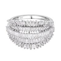 Diamond 1.00 ctw Floral Spray Ring in Platinum Over Sterling Silver (Size 10.0) (Del. in 8-10 Days)