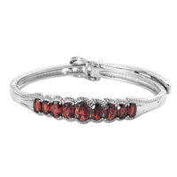 D'Joy Mozambique Garnet 7.25 ctw Bangle Bracelet in Stainless Steel (6.50 In)