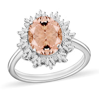 Luxoro Premium Marropino Morganite and G-H I1 Diamond Ring in 14K White Gold (Size 10.0) 4.30 Grams 2.95 ctw