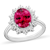 Luxoro Premium Ouro Fino Rubellite and G-H I1 Diamond 2.95 ctw Ring in 14K White Gold 4.30 Grams