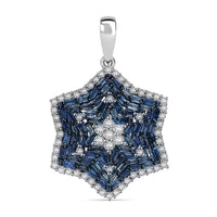 Doorbuster Blue and White Diamond 1.00 ctw Star Pendant in Platinum Over Sterling Silver