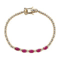 Premium Royal Ruby and White Zircon 4.15 ctw Clematis Floral Bracelet in 18K Vermeil Yellow Gold Over Sterling Silver (7.25 In) - Sticky add to cart bar