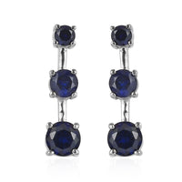 Lab Created Blue Sapphire Earrings in Stainless Steel 2.00 ctw