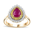 Certified & Appraised Luxoro 10K Yellow Gold AAA Royal Ruby, Yellow Diamond, White Diamond (G-H, I2) (0.55 cts) Ring (Size 6.0) (4.00 g) 1.93 ctw - Sticky add to cart bar