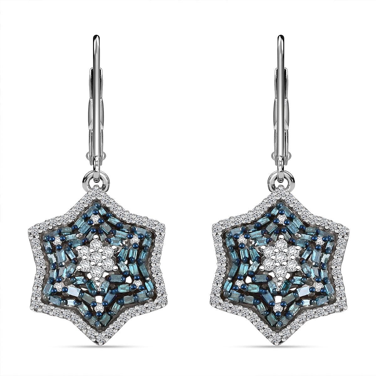 Diamond Star Earrings in Sterling Silver