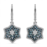 Diamond Star Earrings in Sterling Silver