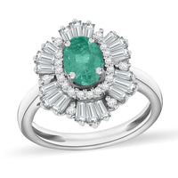 Luxoro Premium Kagem Zambian Emerald and G-H I1 Diamond 1.55 ctw Ring in 14K White Gold