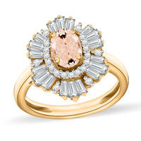 Luxoro Premium Marropino Morganite and G-H I1 Diamond 1.60 ctw Ring in 14K White Gold (Size 10.0)