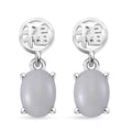 Natural Jade 3.65 ctw Fu Happiness Earrings in Rhodium Over Sterling Silver - Sticky add to cart bar