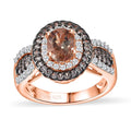 Jenipapo Andalusite, Champagne and White Zircon Double Halo Ring in 18K Vermeil RG Over Sterling Silver (Size 10.0) 1.60 ctw - Sticky add to cart bar