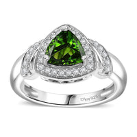 Chrome Diopside, White Zircon Ring in Platinum Over Sterling Silver (Size 7.0) 1.50 ctw