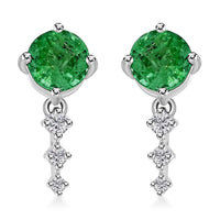 Certified & Appraised Rhapsody AAAA Gemfield Emerald and E-F VS Diamond 1.10 ctw Earrings in 950 Platinum