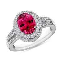 Luxoro Premium Ouro Fino Rubellite and G-H I1 Diamond Ring in 14K White Gold (Size 10.0) 3.00 ctw