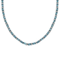 Betroka Blue Apatite and White Zircon 20.25 ctw Aqua Flow Necklace in Rhodium Over Sterling Silver 18 Inches