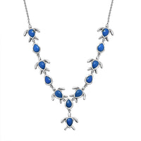 D'Joy Ceruleite 8.10 ctw Turtle Necklace in Rhodium Over Sterling Silver 18 Inches