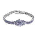 Tanzanite 12.50 ctw Floral Spray Bracelet in Rhodium Over Sterling Silver (7.25 In) - Sticky add to cart bar