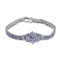 Tanzanite 12.50 ctw Floral Spray Bracelet in Rhodium Over Sterling Silver (7.25 In)