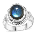 Karis Malagasy Labradorite Feather Ring in Platinum Bond (Size 10.0) 5.60 ctw - Sticky add to cart bar
