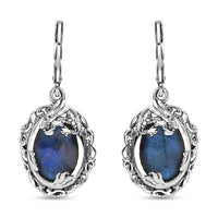 Karis Malagasy Labradorite 13.65 ctw Dragon Earrings in Platinum Bond