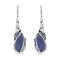 D'Joy Artisan Crafted Rough Cut Tanzanite 10.40 ctw Fancy Earrings in Sterling Silver