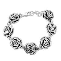 Sterling Silver Rose Bracelet (6.50 In) (16.76 g)