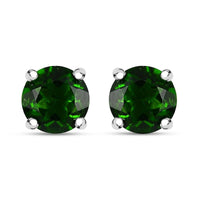 Chrome Diopside Stud Earrings in Rhodium Over Sterling Silver 1.10 ctw