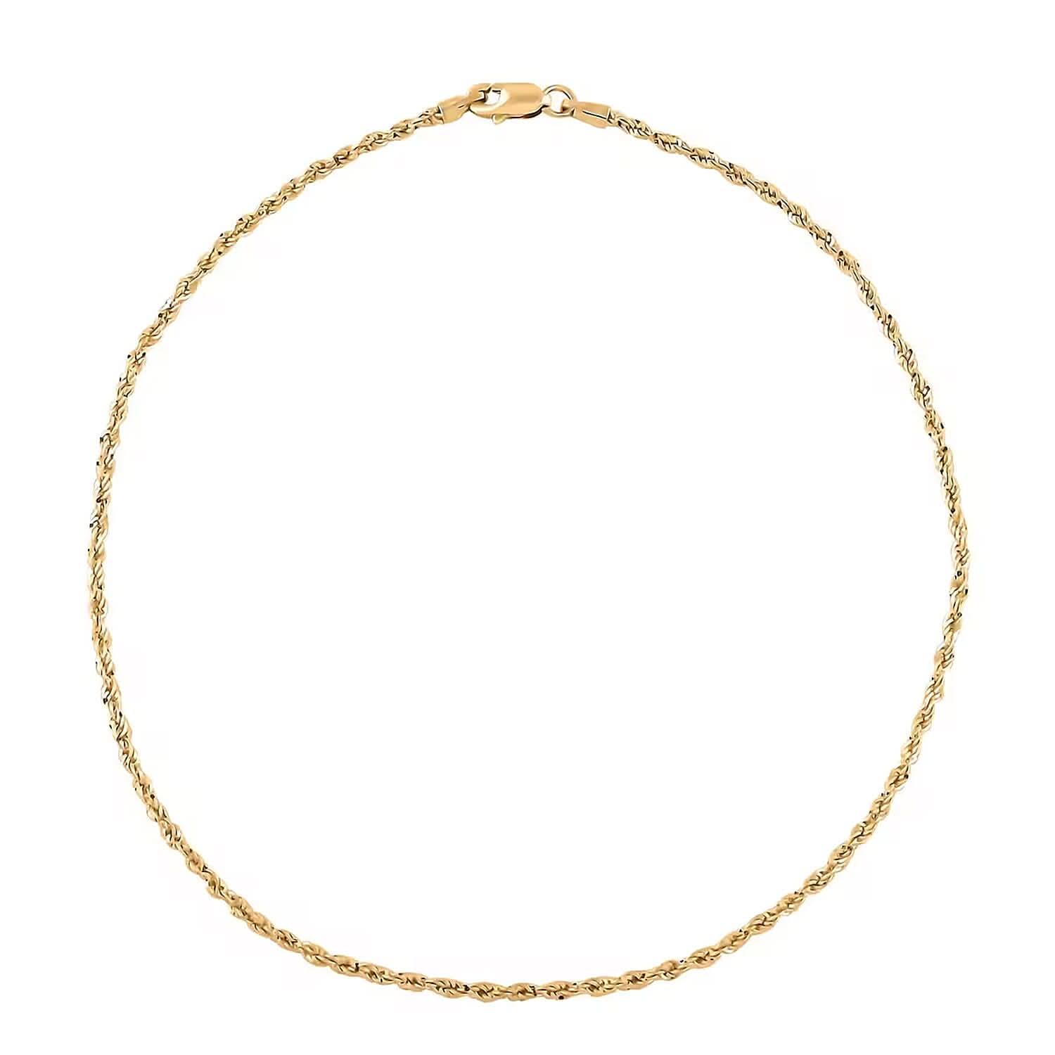 Rope Anklet in 14K Yellow Gold 10 Inches 1.0 Grams