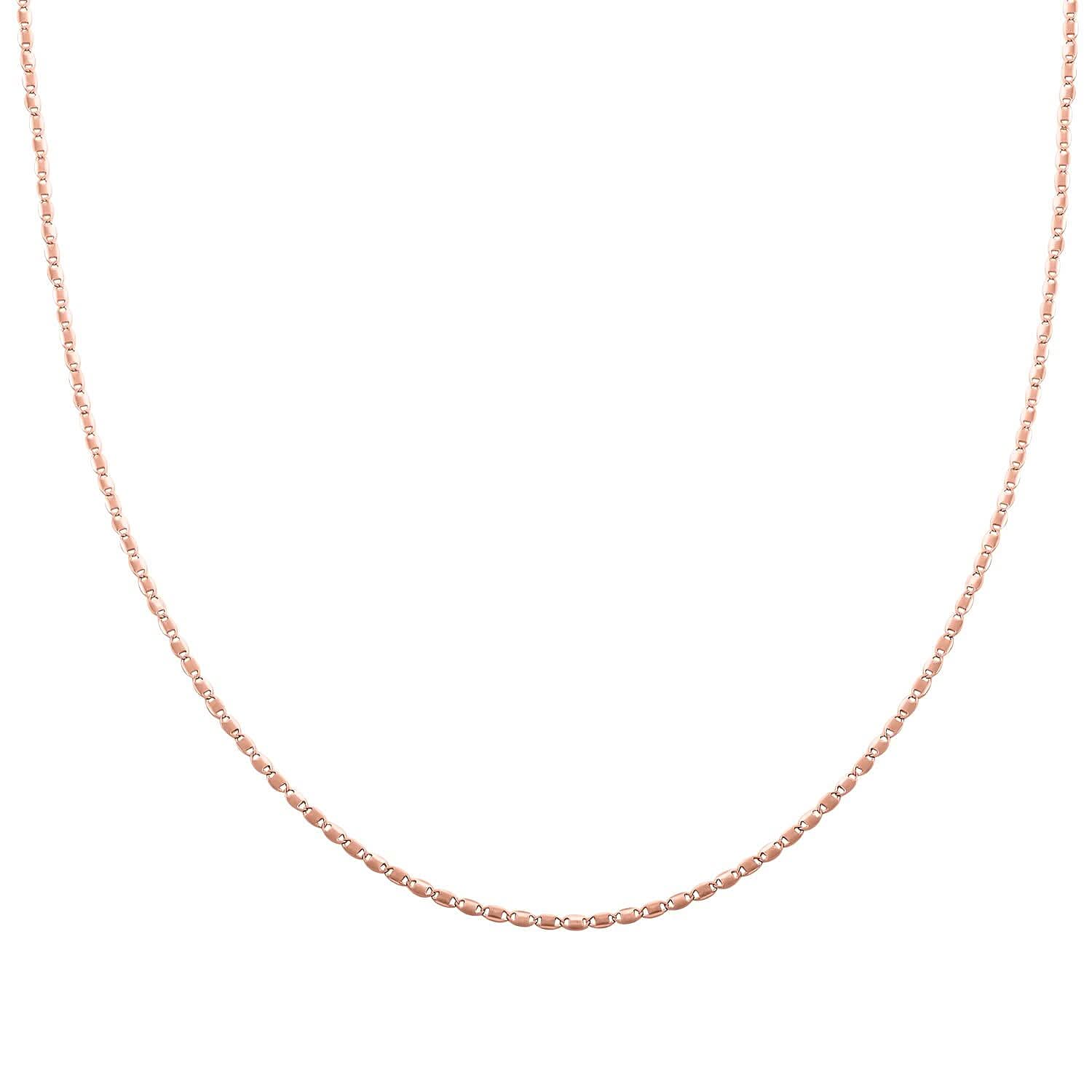 Chain Necklace in 14K Rose Gold Over Sterling Silver 24 Inches 2.60 Grams