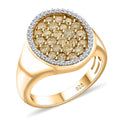 Natural Yellow and White Diamond Ring in 14K YG Over Sterling Silver (Size 10.0) 1.00 ctw - Sticky add to cart bar