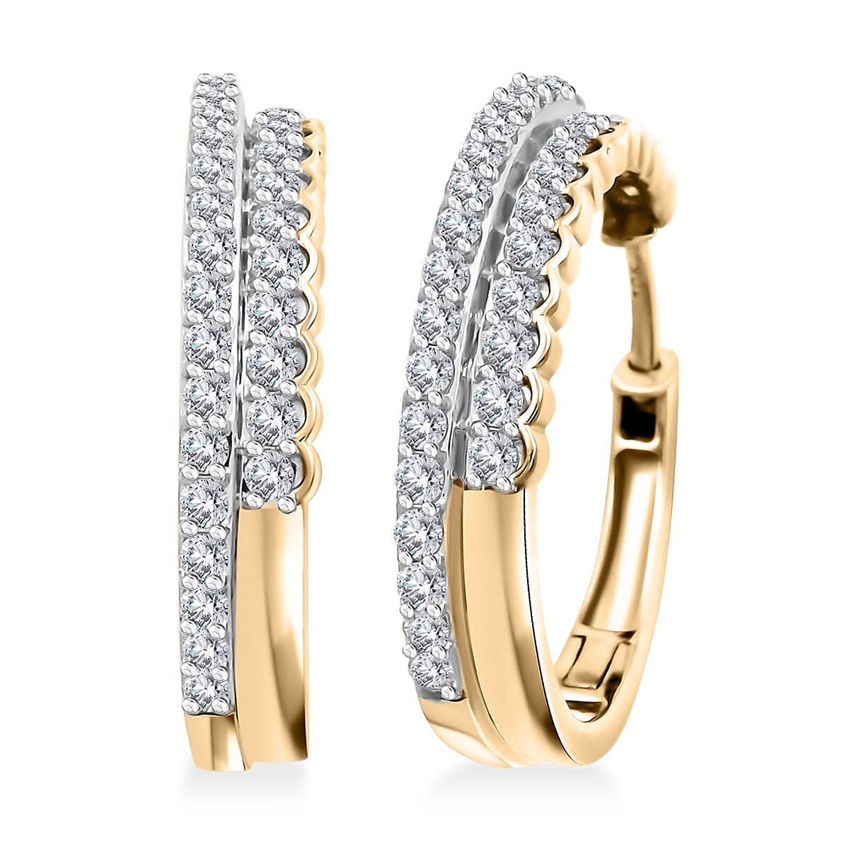 10K Yellow Gold Diamond (I2-I3) Hoop Earrings (4.79 g) 1.50 ctw