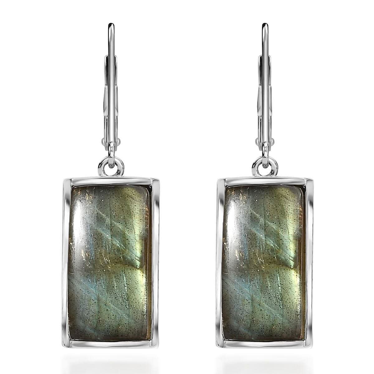 Doorbuster Karis Malagasy Labradorite Lever Back Earrings in Platinum Bond 14.30 ctw