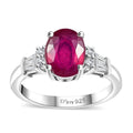 Niassa Ruby (FF), White Zircon Ring in Rhodium Over Sterling Silver (Size 10.0) 3.10 ctw - Sticky add to cart bar