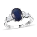 Masoala Sapphire (DF) and White Zircon 3.00 ctw Ring in Rhodium Over Sterling Silver - Sticky add to cart bar