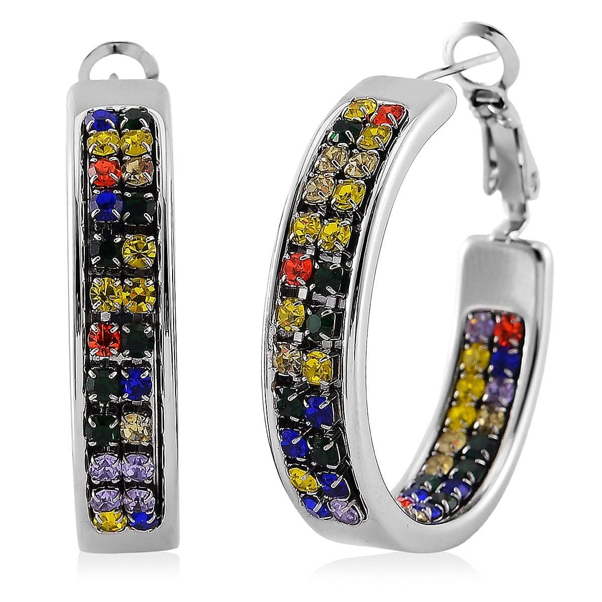 Multi Color Austrian Crystal Earrings in Stainless Steel
