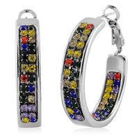 Multi Color Austrian Crystal Earrings in Stainless Steel